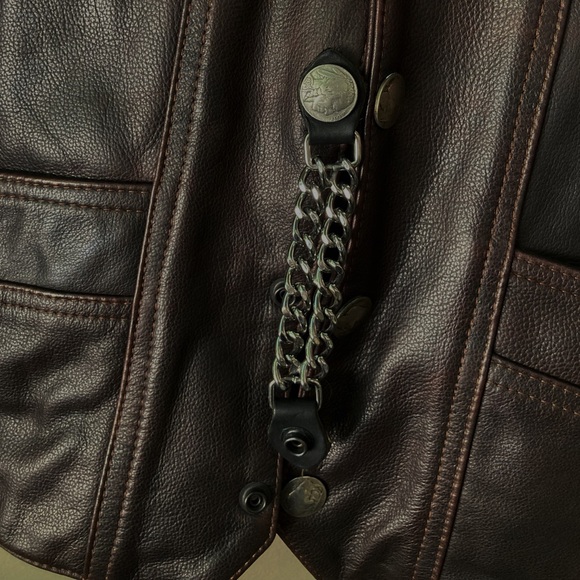 Fox Creek 100% Leather Skull & Gun Detail Motorcycle Vest L - Picture 6 of 7